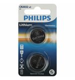 Батарейки КОМПЛЕКТ 2 шт., PHILIPS Lithium, CR2032, литиевые, блистер, Б0062716
