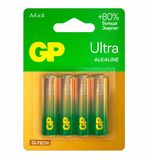 Батарейки КОМПЛЕКТ 4 шт., GP Ultra G-Tech, AA (LR6, 15А), алкалиновые, пальчиковые, 15AUA21-2CRSBC4