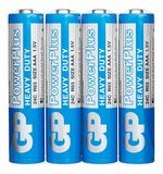 Батарейки КОМПЛЕКТ 4 шт., GP PowerPlus AAA (R03, 24G), солевые, мизинчиковые, в пленке, 24CEBRA-2S4