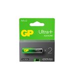 Батарейки КОМПЛЕКТ 2 шт., GP Ultra Plus G-Tech, AA (LR6), алкалиновые, пальчиковые, 15AUPA21-2CRSB2