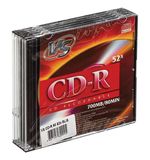 Диски CD-R VS, 700 Мб, 52x, Slim Case, КОМПЛЕКТ 5 шт., VSCDRSL501