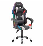 Кресло компьютерное CROMEX "Quantum GM-155 RGB", подсветка, две подушки, экокожа, черное/красное/серое, 532955