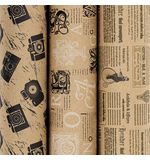 Бумага упаковочная крафтовая НАБОР 3 шт., "Kraft Casual", 70х100 см, 3 дизайна, ЗОЛОТАЯ СКАЗКА, 592063