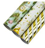 Бумага упаковочная новогодняя НАБОР 3 шт. "Golden XMAS", С ЭФФЕКТАМИ, 70х100 см, ЗОЛОТАЯ СКАЗКА, 592188