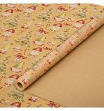 Бумага упаковочная крафт BIG SIZE новогодняя "XMAS Gnomes", 0,7х10 м, ЗОЛОТАЯ СКАЗКА, 592193