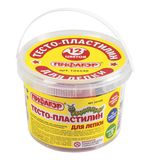 Пластилин на растительной основе (тесто для лепки) ПИФАГОР, 12 цветов, 360 г, пластиковое ведро, 104546