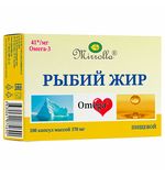 Рыбий жир пищевой 370 мг, источник ПНЖК Омега-3, капсулы 100 шт., БАД, МИРРОЛЛА, ЦБ-00031699