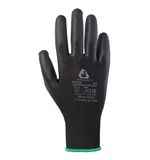 Перчатки нейлоновые JETA SAFETY, полиуретановое покрытие, КОМПЛЕКТ 12 пар, размер 9 (L), черные, JP011b, JP011b-L