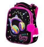 Ранец BRAUBERG PREMIUM, 2 отделения, с брелком, Headphones, велюровая нашивка, 38х29х16 см, 273100