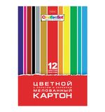 Картон цветной А4 МЕЛОВАННЫЙ ВОЛШЕБНЫЙ, 12 листов, 12 цветов, в папке, HATBER, 200х290 мм, "Creative Set", 088743, 12Кц4_32572