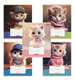 Тетрадь 12 л., HATBER клетка, обложка картон, "Мы - котики!" (микс в спайке), 086195, 12Т5В1