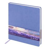 Скетчбук, слоновая кость 140 г/м2 200х200 мм, 80 л., КОЖЗАМ, резинка, BRAUBERG ART CLASSIC, пастель сиреневый, 116881