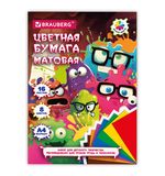 Цветная бумага А4 офсетная, 16 листов, 8 цветов, на скобе, кросс-серия "МОНСТРИКИ", 200х275 мм, BRAUBERG, 116993