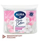 Ватные палочки КОМПЛЕКТ 300 шт., AURA, пакет, ш/к 11160, 13139