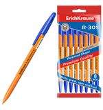 Ручки шариковые ERICH KRAUSE R-301 "Stick Orange", СИНИЕ, набор 8 штук, 0,7 мм, 56614