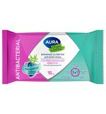 Салфетки влажные 15 шт., AURA Tropic Cocktail, c антибактериальным эффектом, 10388