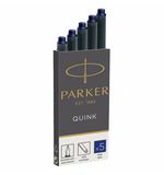 Картриджи чернильные PARKER "Cartridge Quink", КОМПЛЕКТ 5 штук, блистер, синие, 1950403