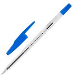Ручка шариковая STAFF "Basic BP-66 CLASSIC", СИНЯЯ, корпус прозрачный, узел 1 мм, линия письма 0,5 мм, 144455