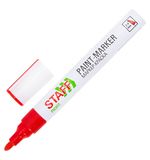 Маркер-краска лаковый (paint marker) 2-4 мм, КРАСНЫЙ, НИТРО-ОСНОВА, STAFF PROFIT, для любых поверхностей, 152582