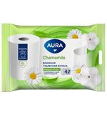 Бумага туалетная влажная смываемая 42 шт., AURA, 13216
