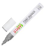 Маркер-краска лаковый (paint marker) 2-4 мм, СЕРЕБРИСТЫЙ, НИТРО-ОСНОВА, STAFF PROFIT, для любых поверхностей, 152580