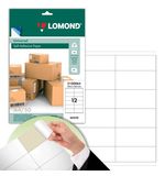 Этикетка самоклеящаяся LOMOND на листе формата А4, 12 этикеток, размер 105х48 мм, белая, 50 л., 2100065
