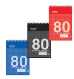 Блокнот А5, 80 л., гребень, мелованный картон обложка, клетка, ОФИСМАГ, 3 вида, 131х198 мм, 123021