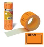 Этикет-лента "Цена", 35х25 мм, оранжевая, комплект 5 рулонов по 250 шт., BRAUBERG, 123585