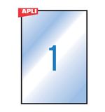 Этикетка самоклеящаяся APLI на листе формата А4, 1 этикетка, размер 210х297 мм, прозрачная, 20 л., 01225