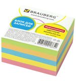Блок для записей BRAUBERG непроклеенный, куб 9х9х5 см, цветной, 122339