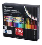 Карандаши цветные чёрное дерево BRAUBERG BLACK WOOD, 100 цветов, мягкий грифель 3 мм, 182045