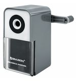 Точилка механическая BRAUBERG CLASSIC, для чернографитных и цветных карандашей, корпус светло-серый, 272002