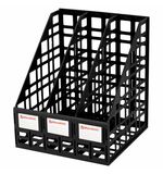 Лоток вертикальный для бумаг BRAUBERG "ULTRA", 240 мм, 3 отделения, сетчатый, сборный, черный, 238249