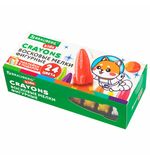 Восковые мелки фигурные BRAUBERG KIDS "РАКЕТА", НАБОР 24 цвета + НАКЛЕЙКИ В ПОДАРОК, 273083