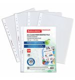 Папки-файлы перфорированные А4 BRAUBERG "PREMIUM", КОМПЛЕКТ 100 шт., гладкие, 35 мкм, 273003