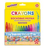 Восковые мелки утолщенные на масляной основе ЮНЛАНДИЯ "ДОМИКИ", 24 цвета, 273091
