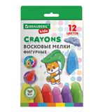 Восковые мелки фигурные BRAUBERG KIDS "Капельки", 12 цветов, 273094