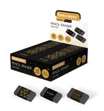 Ластик BRAUBERG "GOLDEN BLACK", 50х24х10 мм, прямоугольный, картонный держатель, экологичный ПВХ, ассорти, 272728
