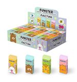 Ластик FUNSTER (ФАНСТЕР) "ANIMALS", 50х24х10 мм, прямоугольный, картонный держатель, экологичный ПВХ, ассорти, 272730