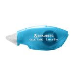 Клей-лента BRAUBERG STANDARD, 6 мм х 8 м, корпус матовый голубой, блистер, 273027