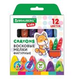 Восковые мелки фигурные BRAUBERG KIDS "Батоны", 12 цветов, 273093