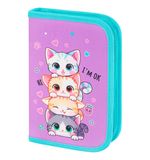 Пенал BRAUBERG, 1 отделение, 1 откидная планка, полиэстер, 21х14 см, "Funny kittens", 273523
