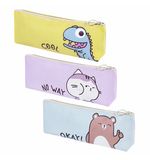 Пенал мягкий ПИФАГОР, 1 отделение, ПВХ, ассорти "Animals", 21х8х3 см, 273826