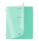 Тетрадь обложка пластик (прозрачный) 12 л., косая линия, BRAUBERG "Smart Cover", ЗЕЛЕНАЯ, 405021