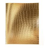 Тетрадь бумвинил А5 48 л., скоба, офсет №1, клетка, "ЗОЛОТО Metallic", тиснение CROCO, HATBER, 065833, 48Т5бвВ1