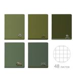 Тетрадь А5, 48 л., BRUNO VISCONTI, скоба, клетка, Soft-Touch, "VERDE.ANIMALS" (5 видов), 7-48-1373