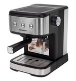 Кофеварка рожковая ручной капучинатор SONNEN CM8501, 1100 Вт, 1,5 л, 15 бар, черная/серебро, 456335