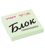Блок самоклеящийся (стикер), STAFF, 76х76 мм, 100 л., зеленый, 126498