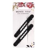 Заколки для волос НАБОР 2 шт., 8 см, зажим, soft touch, чёрный, MONTE VITA, 457087