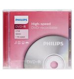 Диск DVD-R PHILIPS, 4,7 Гб 16x Slim Case (1 штука), DM4S6S01F/97